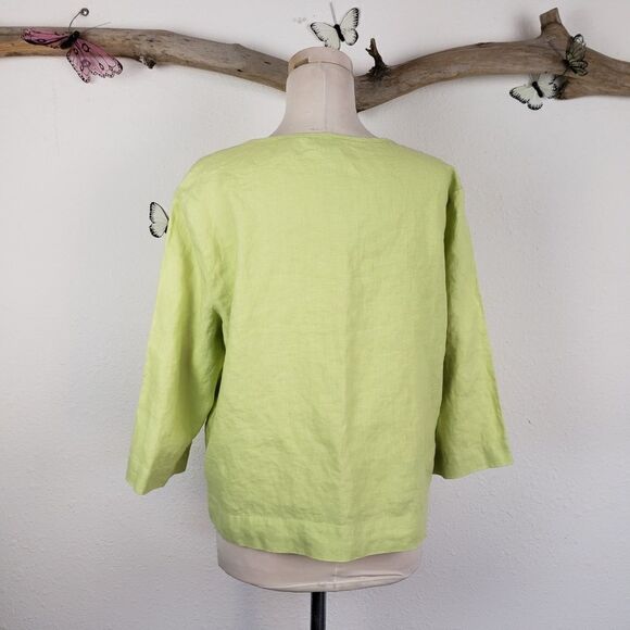 Orvis green linen cropped boxy fit top - Picture 5 of 7